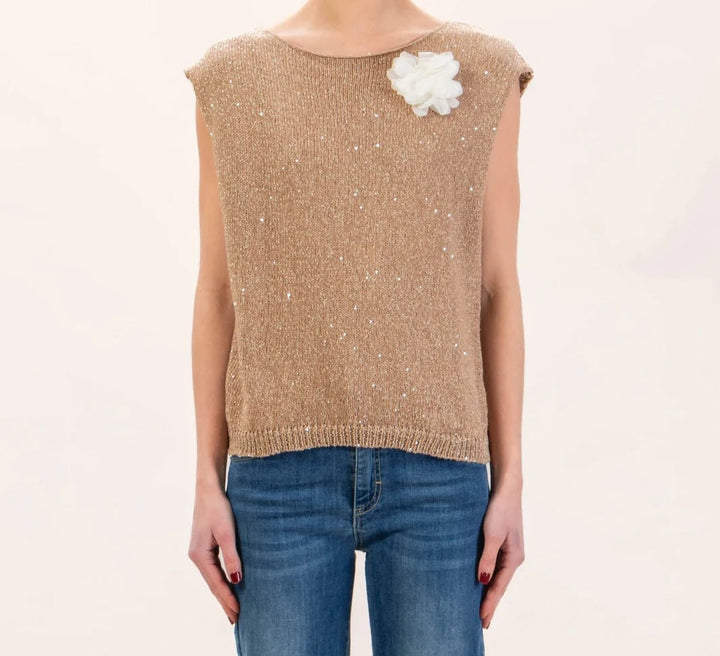 KONTATTO - GILET MICRO PAILLETTES