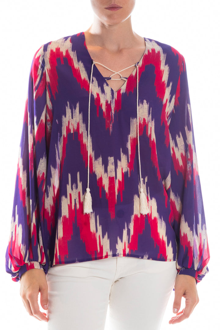 MEMJS - BLUSA SCOLLO A V CON LACCIO IN CORDA