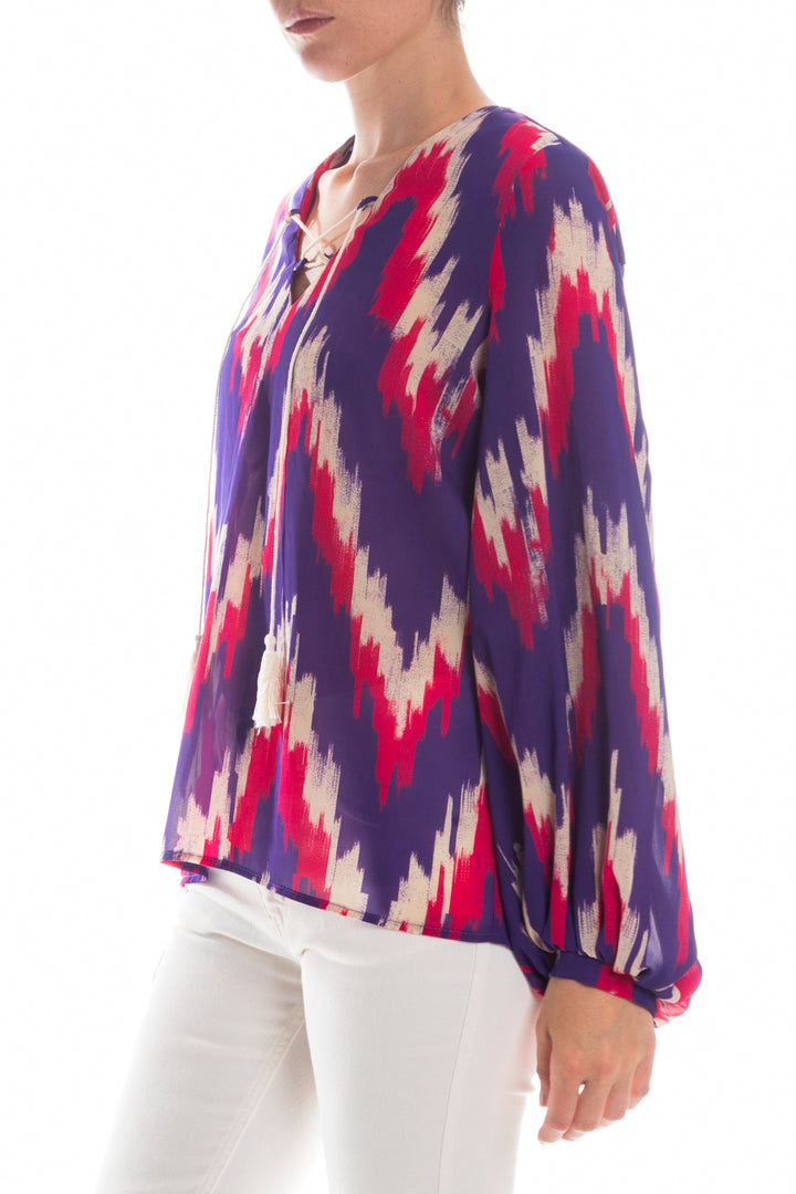 MEMJS - BLUSA SCOLLO A V CON LACCIO IN CORDA