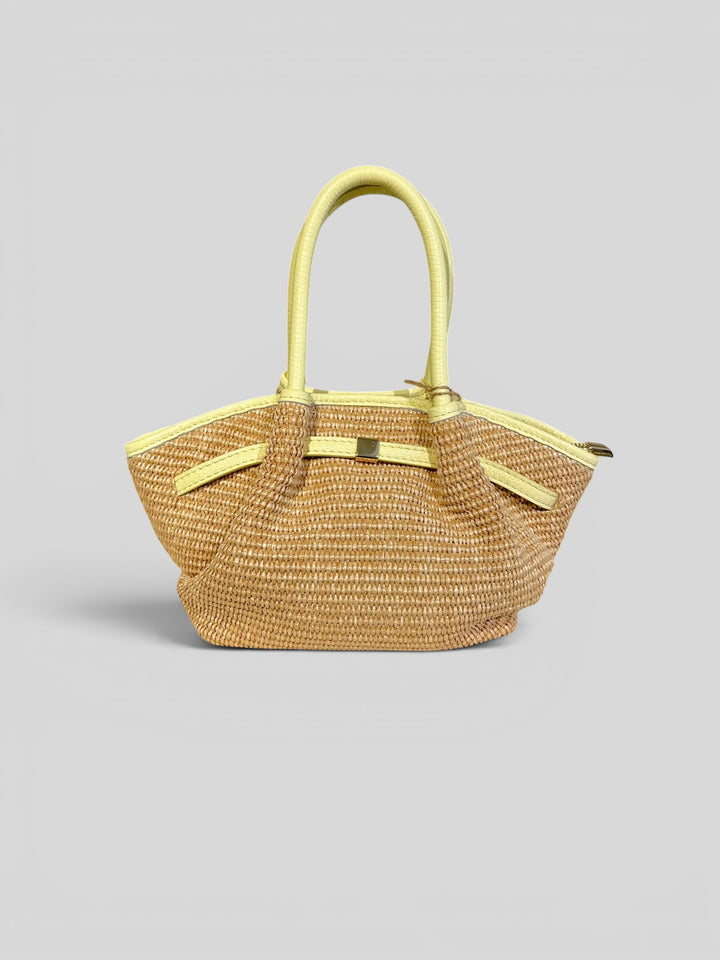 BORSA A MANO IN PELLE E PAGLIA