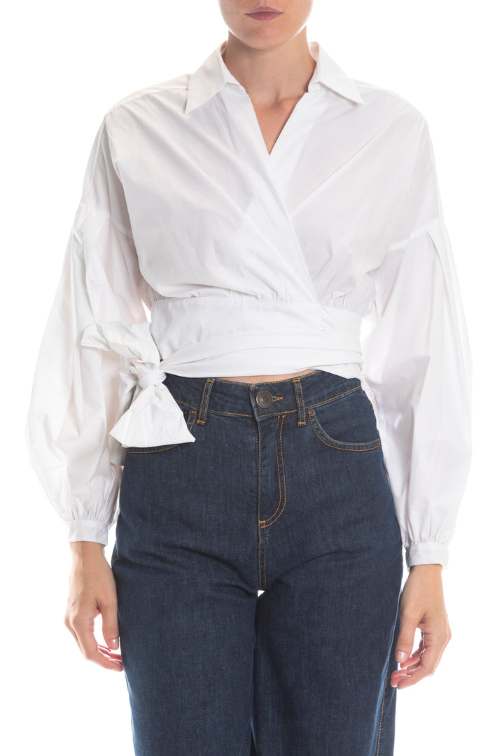 GATTINONI - BLUSA COLLO CAMICIA A INCROCIO