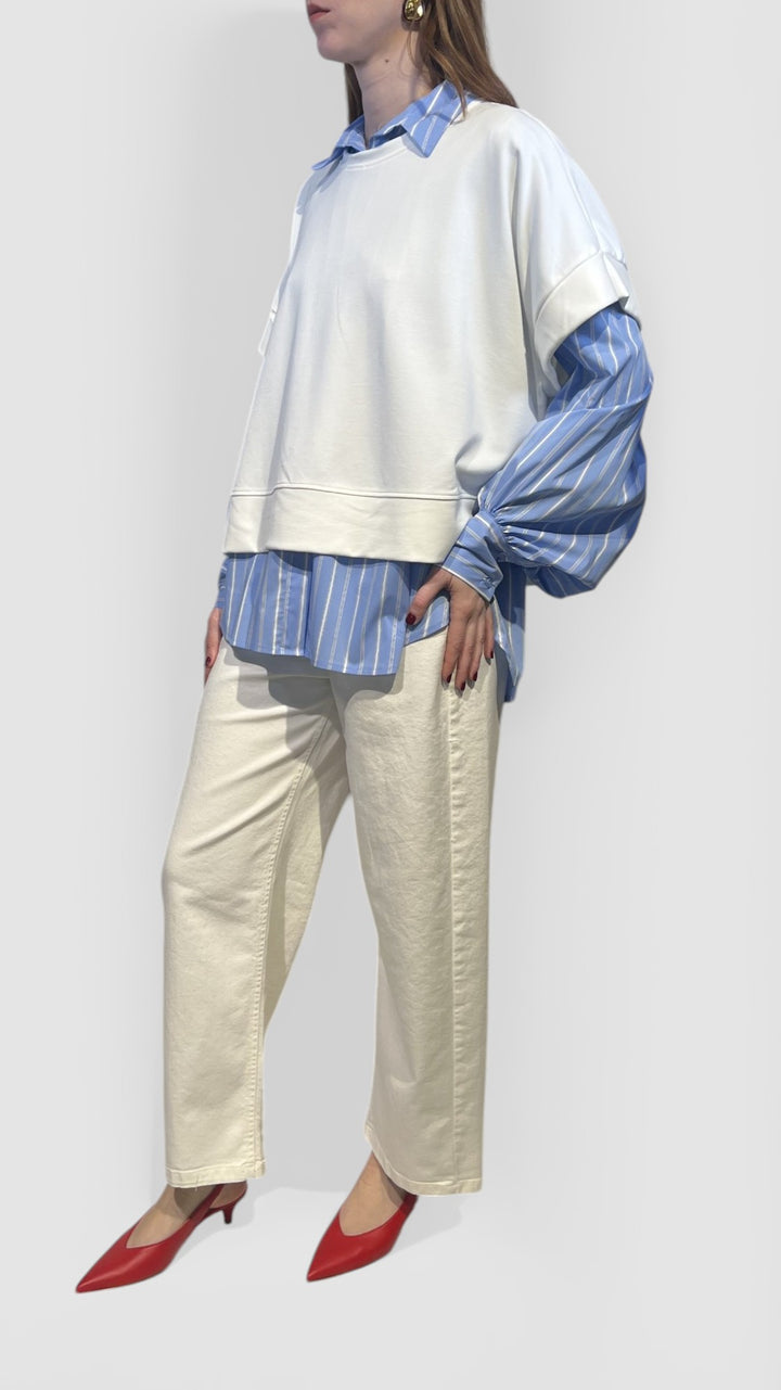 MOTEL - FELPA CON CAMICIA A RIGHE