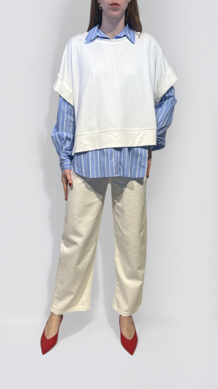MOTEL - FELPA CON CAMICIA A RIGHE