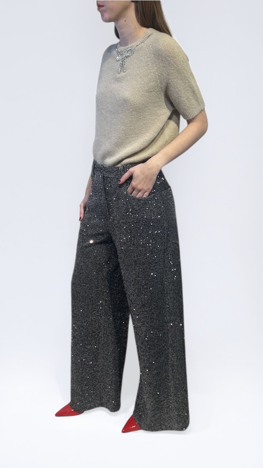 DIXIE - MAGLIA CON FIOCCO GIOIELLO