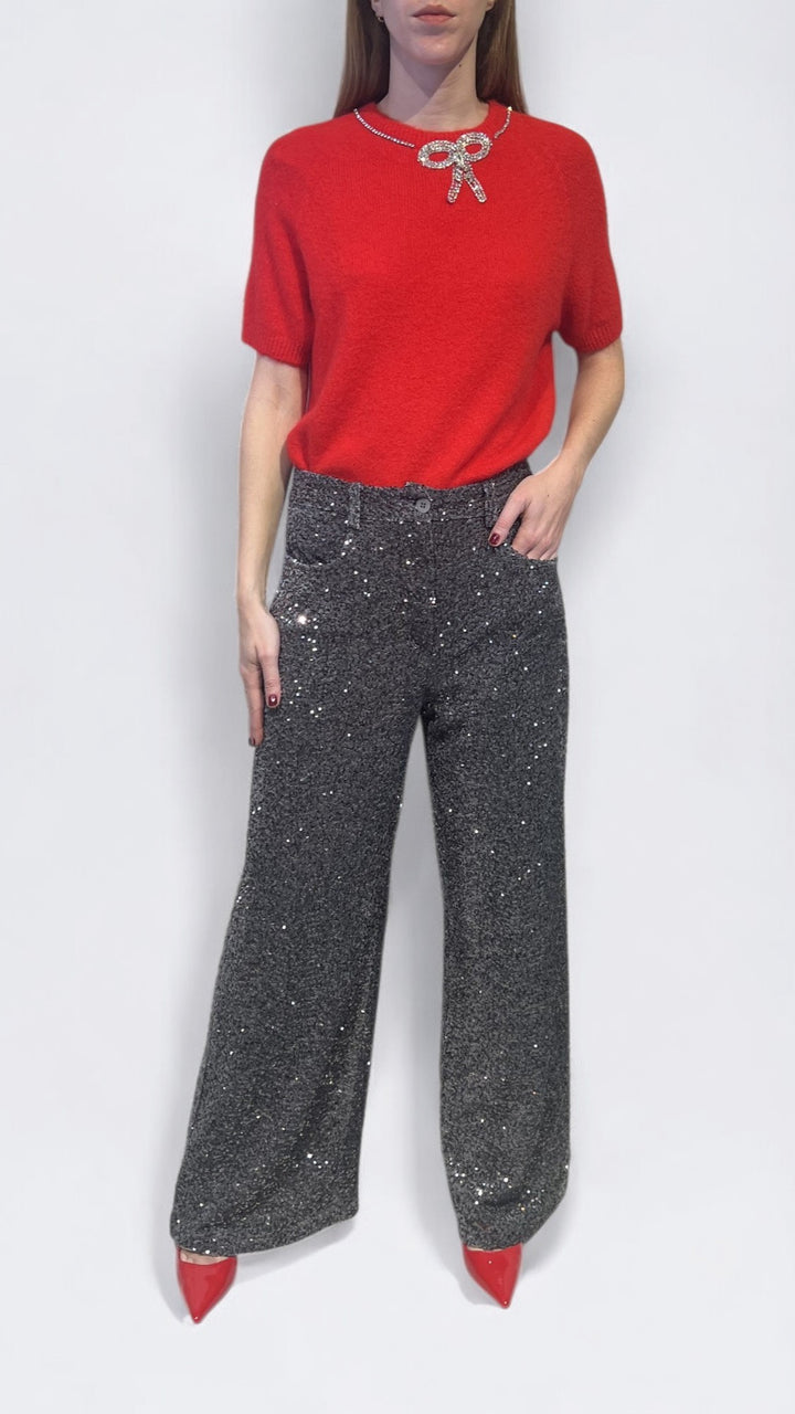 DIXIE - MAGLIA CON FIOCCO GIOIELLO