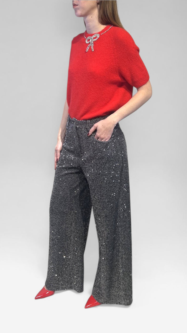 DIXIE - MAGLIA CON FIOCCO GIOIELLO