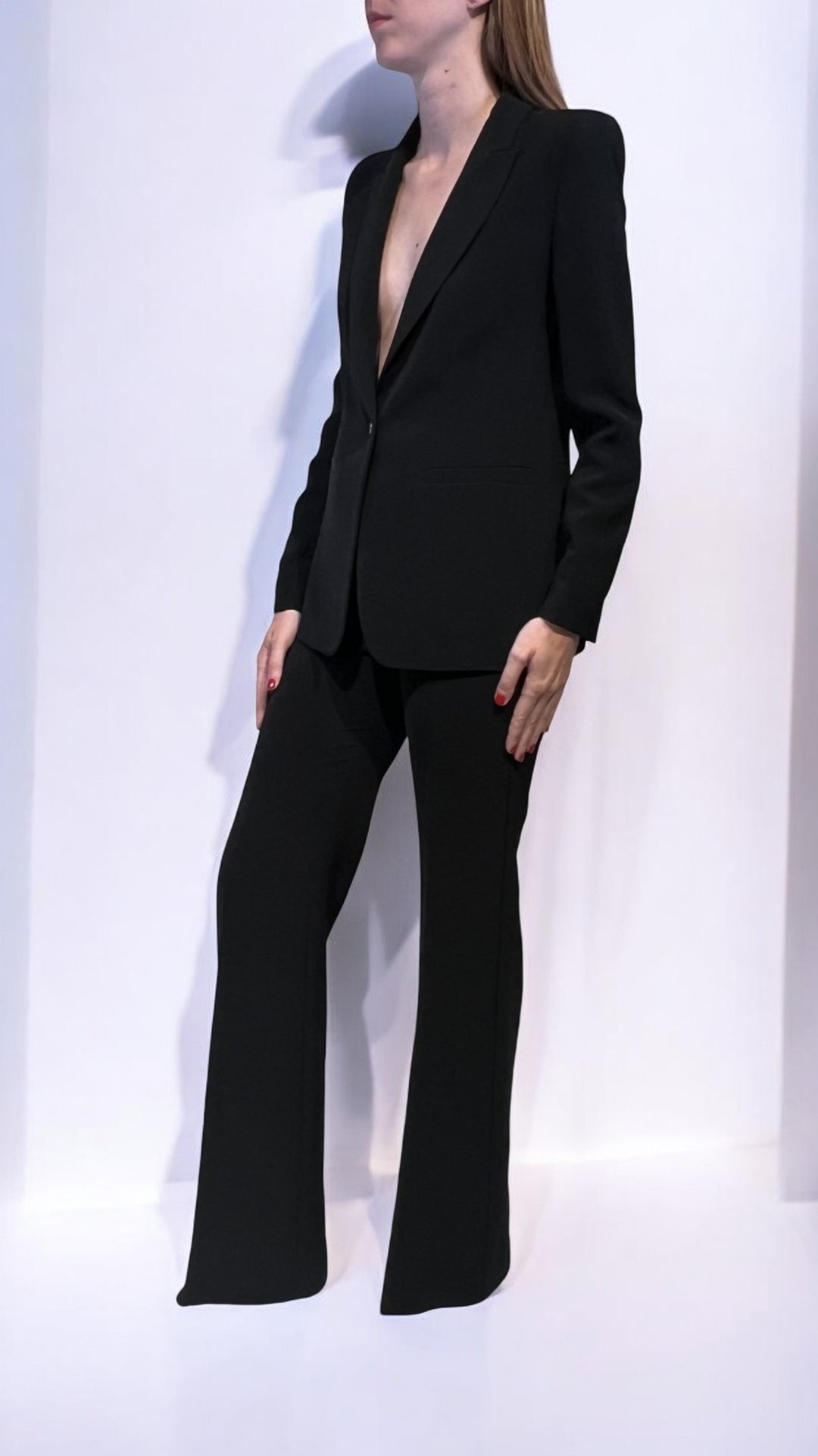 GATTINONI -  COMPLETO GIACCA MONOPETTO SPALLA INSELLATA E PANTALONE PALAZZO