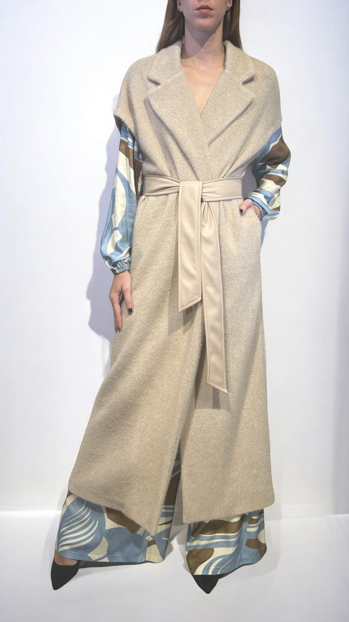 GATTINONI -  GILET LUNGO CON CINTURA