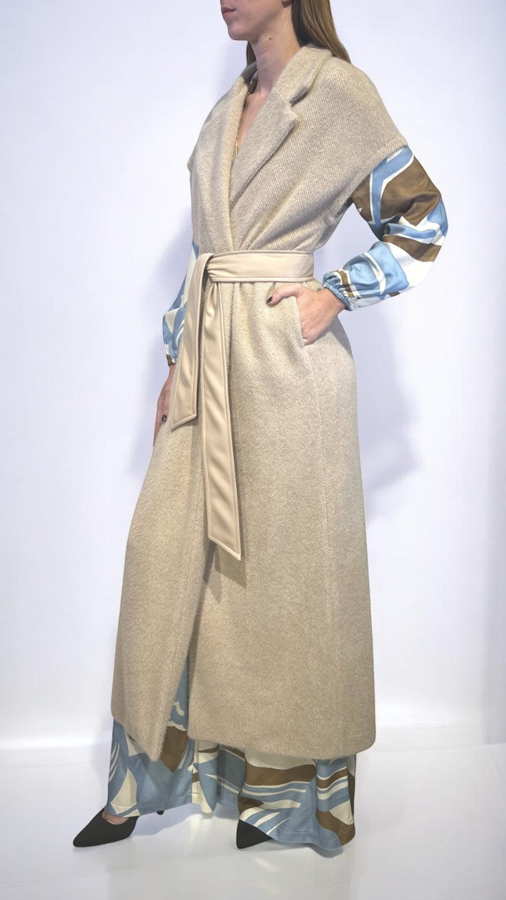 GATTINONI -  GILET LUNGO CON CINTURA