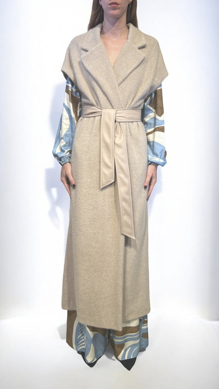 GATTINONI -  GILET LUNGO CON CINTURA