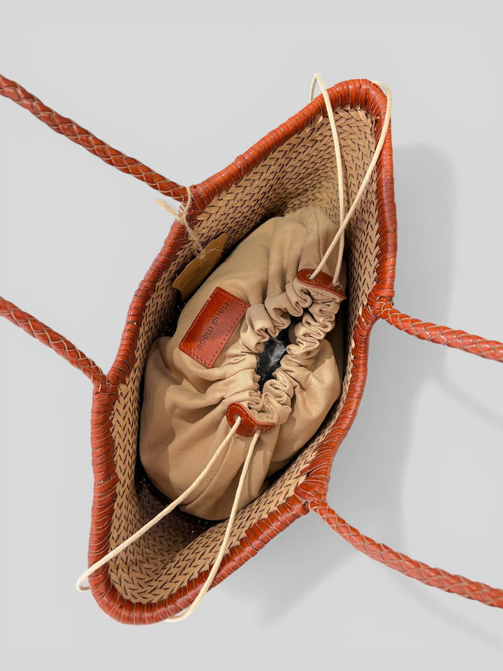 BORSA MIDI SHOPPER INTRECCIATA IN PELLE
