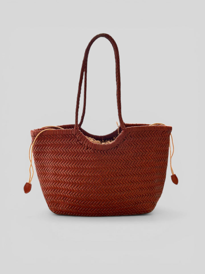 BORSA MIDI SHOPPER INTRECCIATA IN PELLE