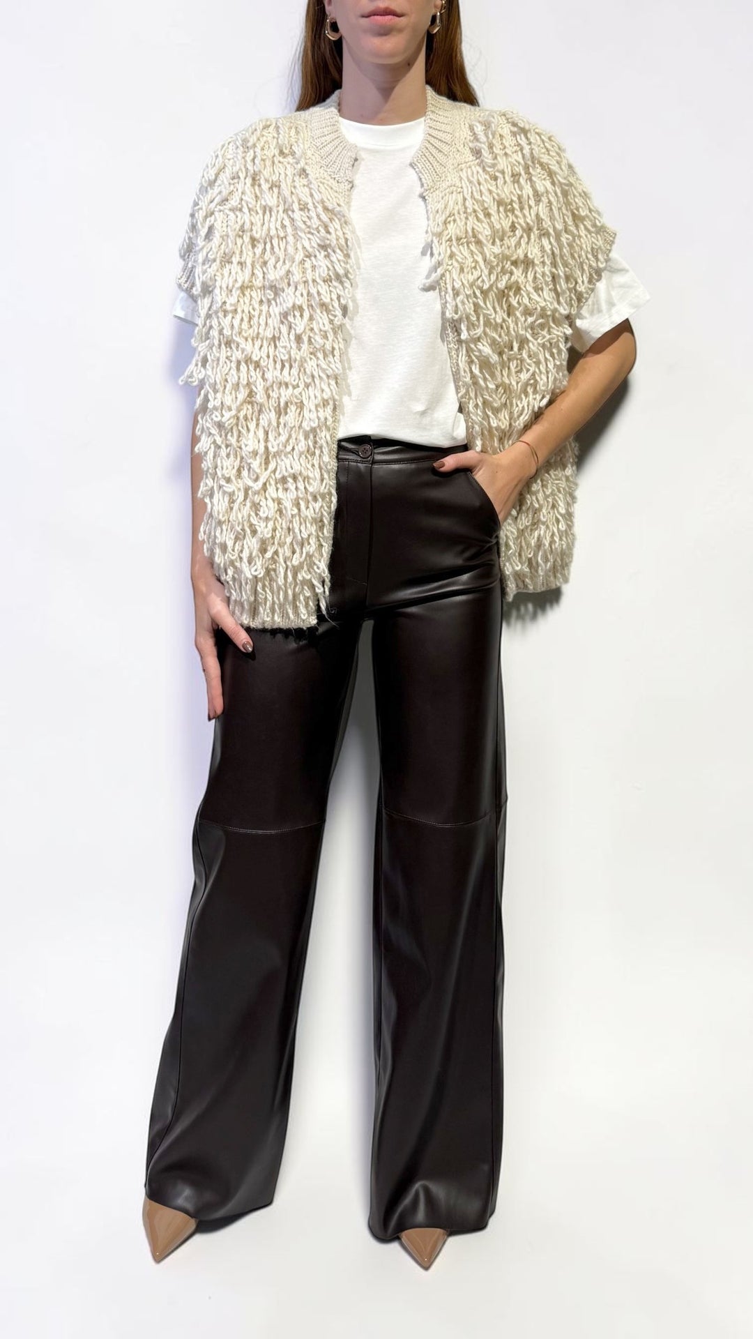 TENSIONE IN - GILET IN MAGLIA CON FRANGE