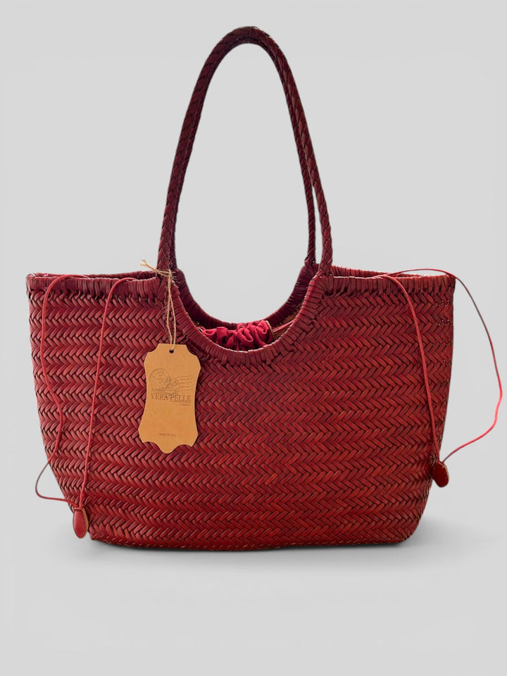 BORSA MAXI SHOPPER INTRECCIATA IN PELLE