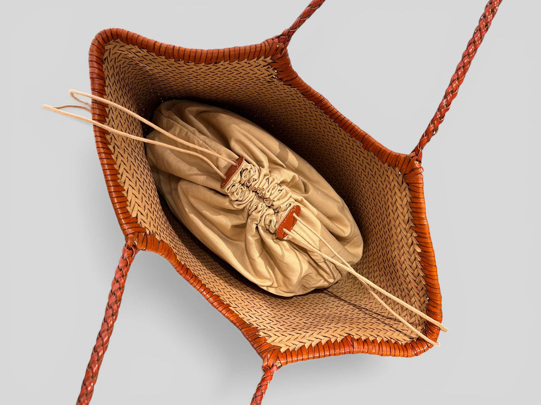 BORSA MAXI SHOPPER INTRECCIATA IN PELLE