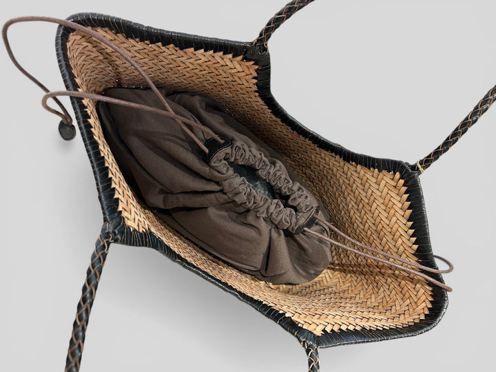 BORSA MIDI SHOPPER INTRECCIATA IN PELLE