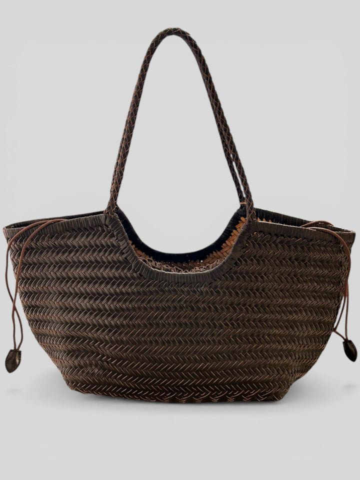 BORSA MAXI SHOPPER INTRECCIATA IN PELLE