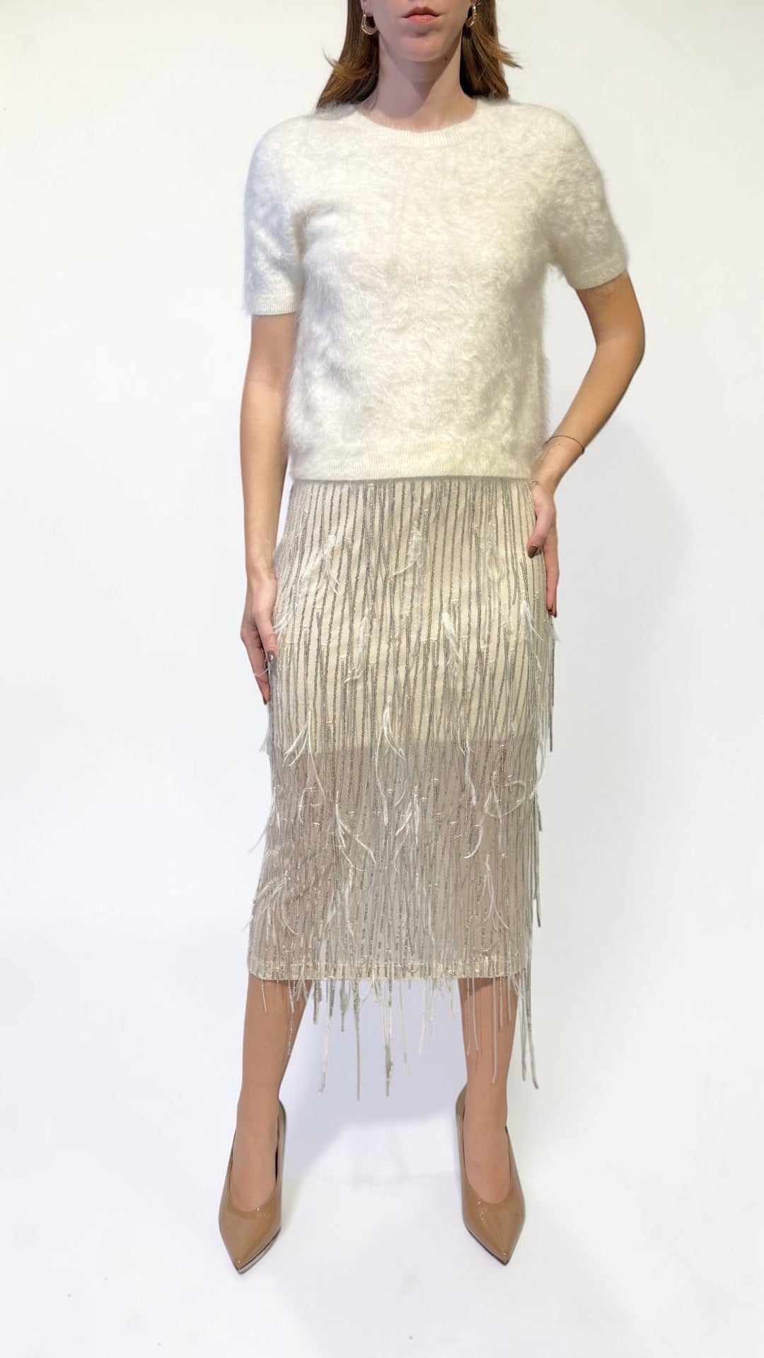 TENSIONE IN - GONNA CON FRANGE DI PAILLETTES