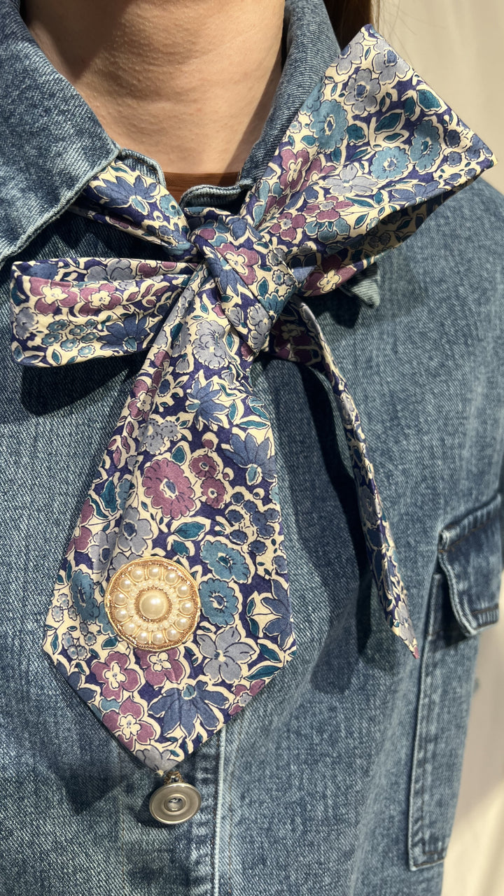 DIXIE - CAMICIA DENIM CON FOULARD