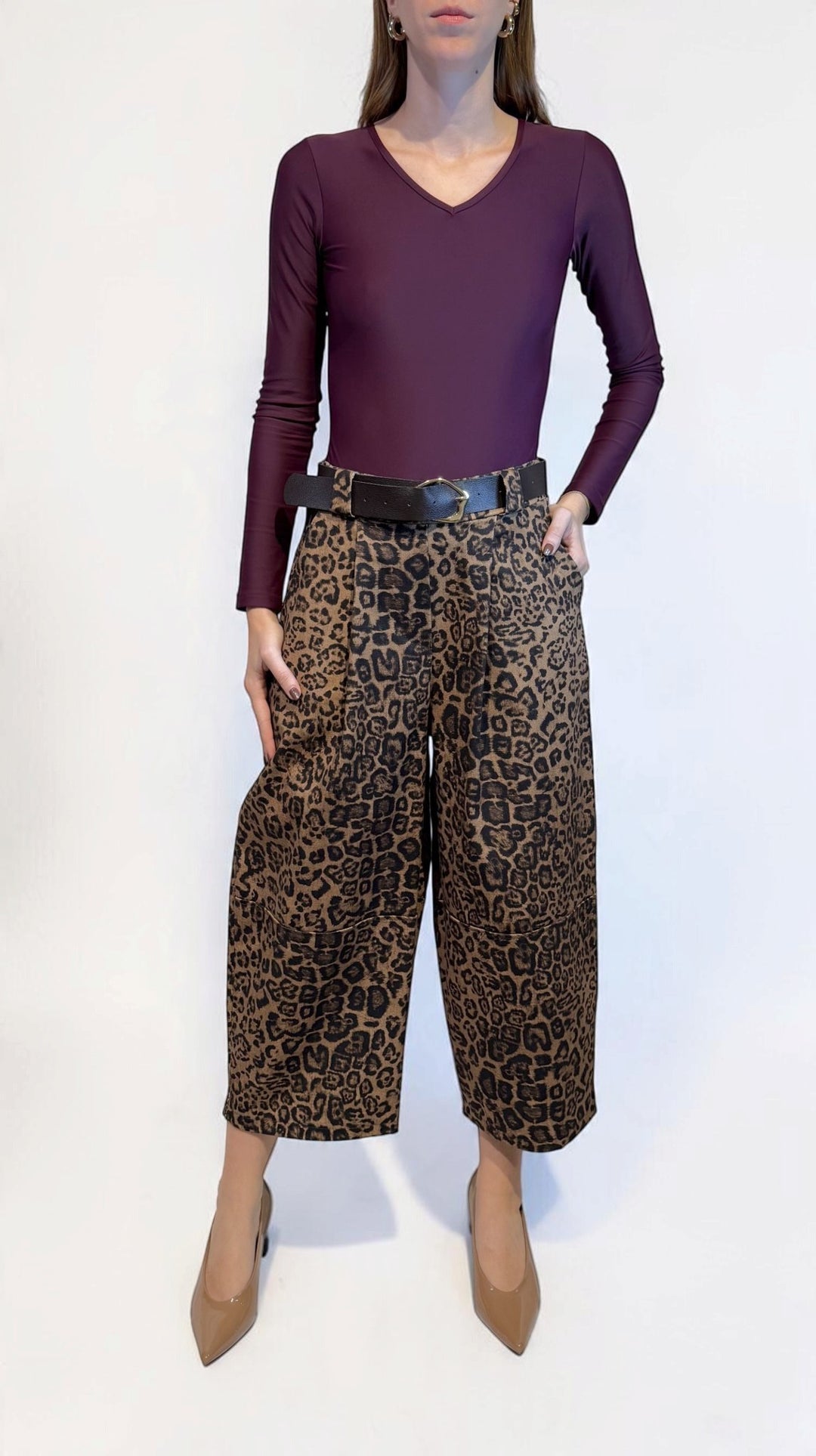 L'ARMADIO DI LULÙ - DENIM BALOON CROP ANIMALIER