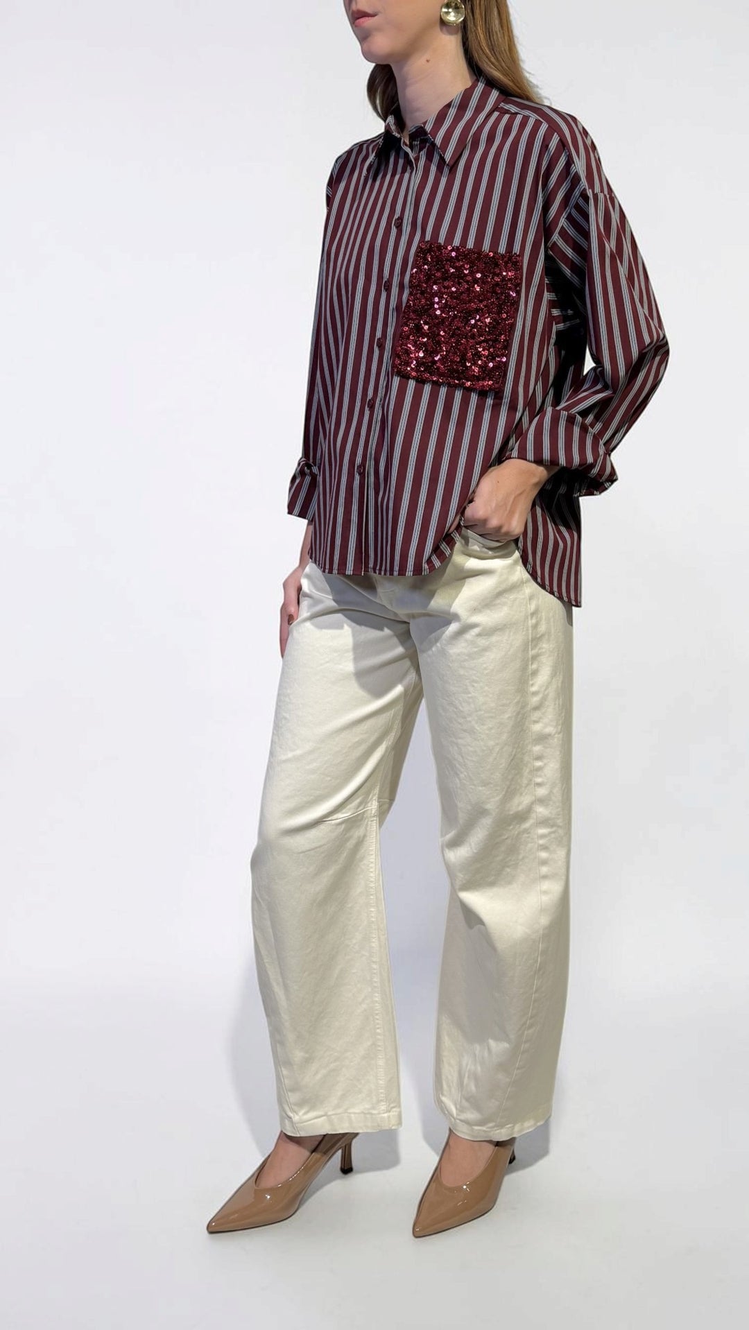 TENSIONE IN - CAMICIA CON TASCHINO IN PAILLETTES