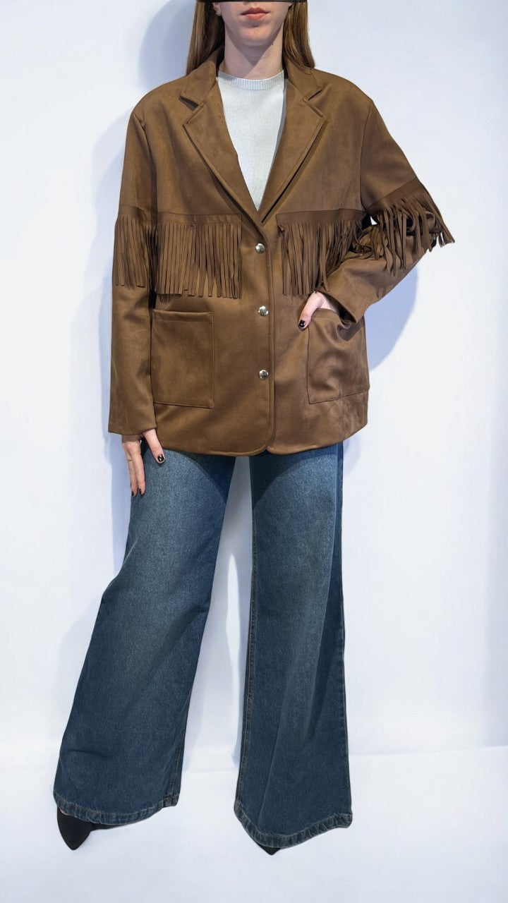 DIXIE - GIACCA SUEDE CON FRANGE