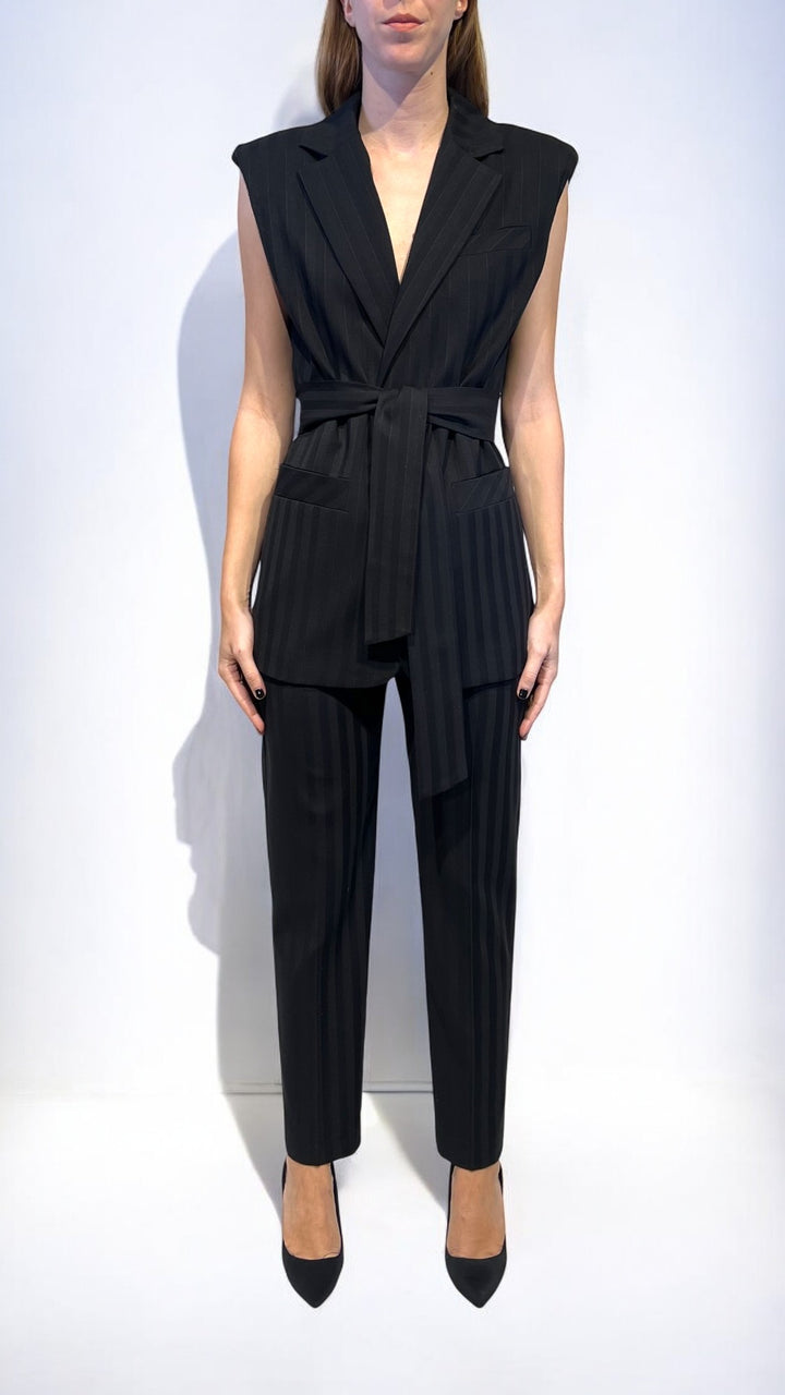 GATTINONI -  GILET GESSATO CON CINTURA