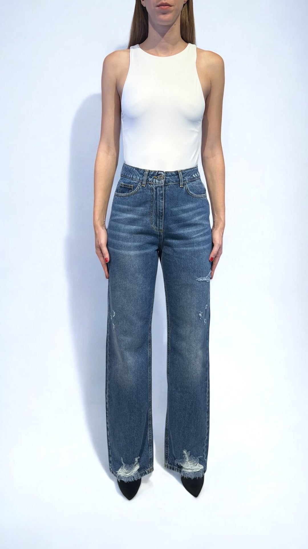 KONTATTO - JEANS DRITTO CON ROTTURE