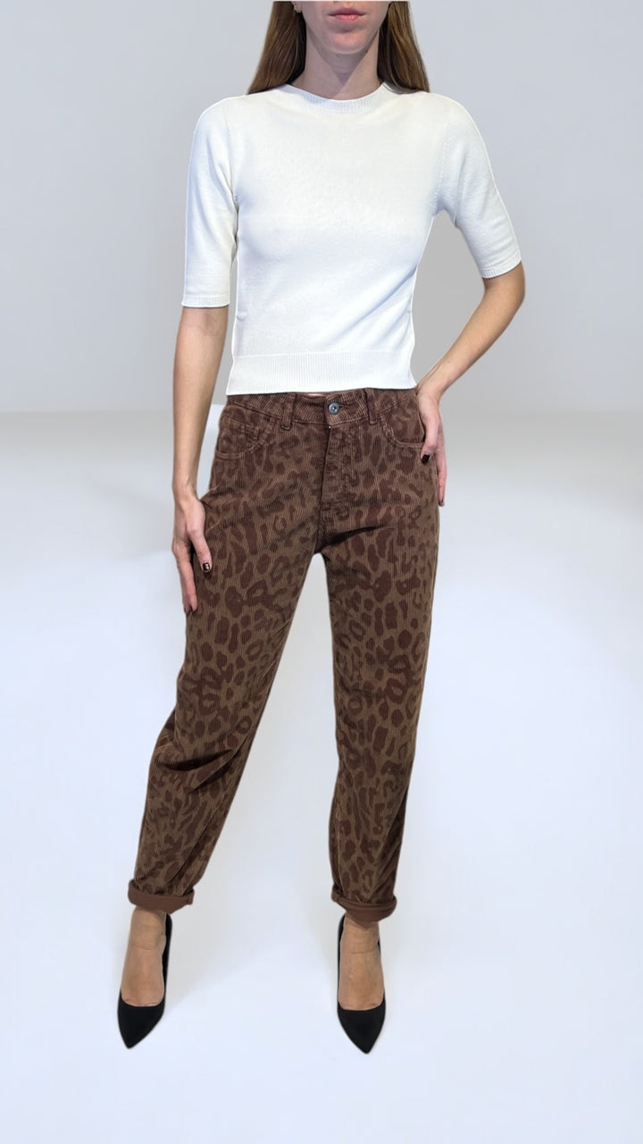 KONTATTO -PANTALONE CARROT ANIMALIER