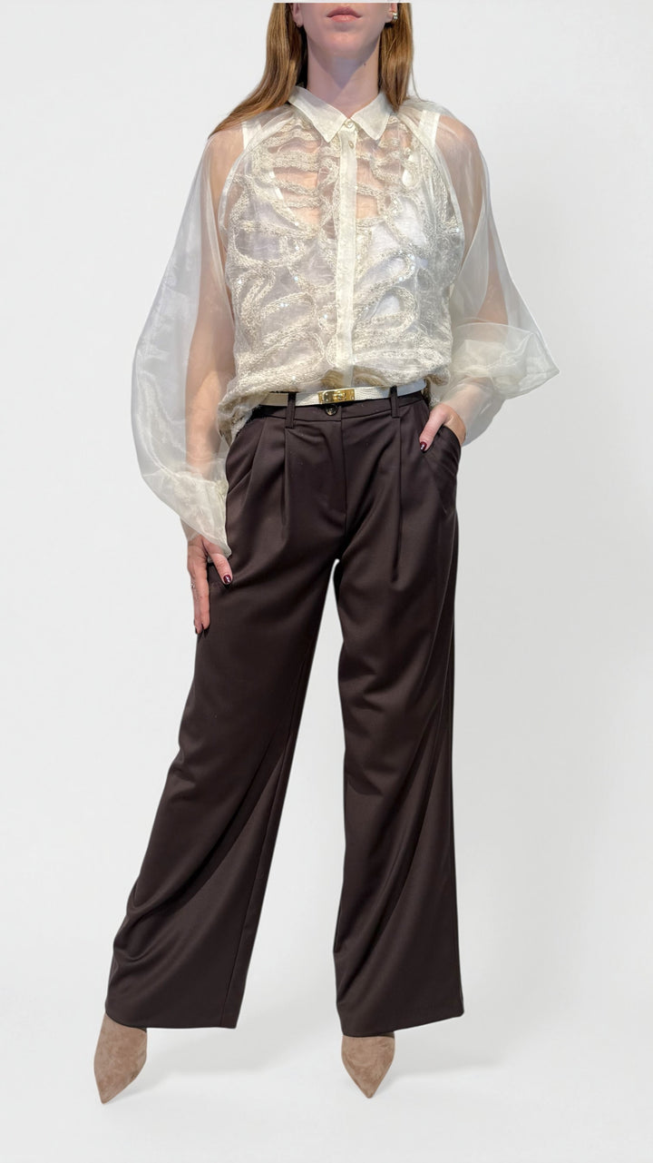 MOTEL -  CAMICIA IN TULLE RICAMATO