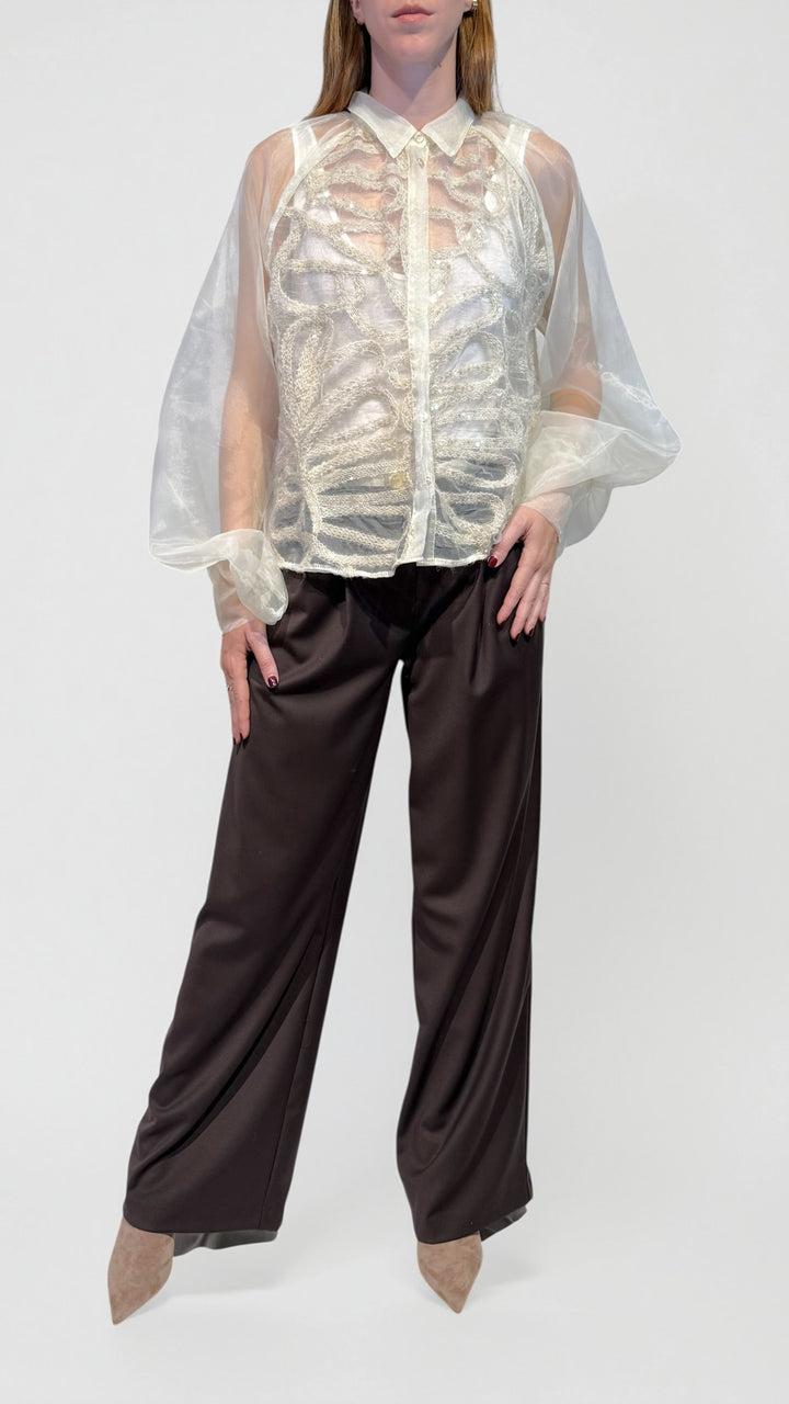 MOTEL -  CAMICIA IN TULLE RICAMATO