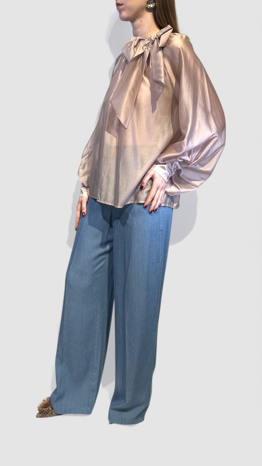 VICOLO - CAMICIA COLLO A CRATERE CON FIOCCO