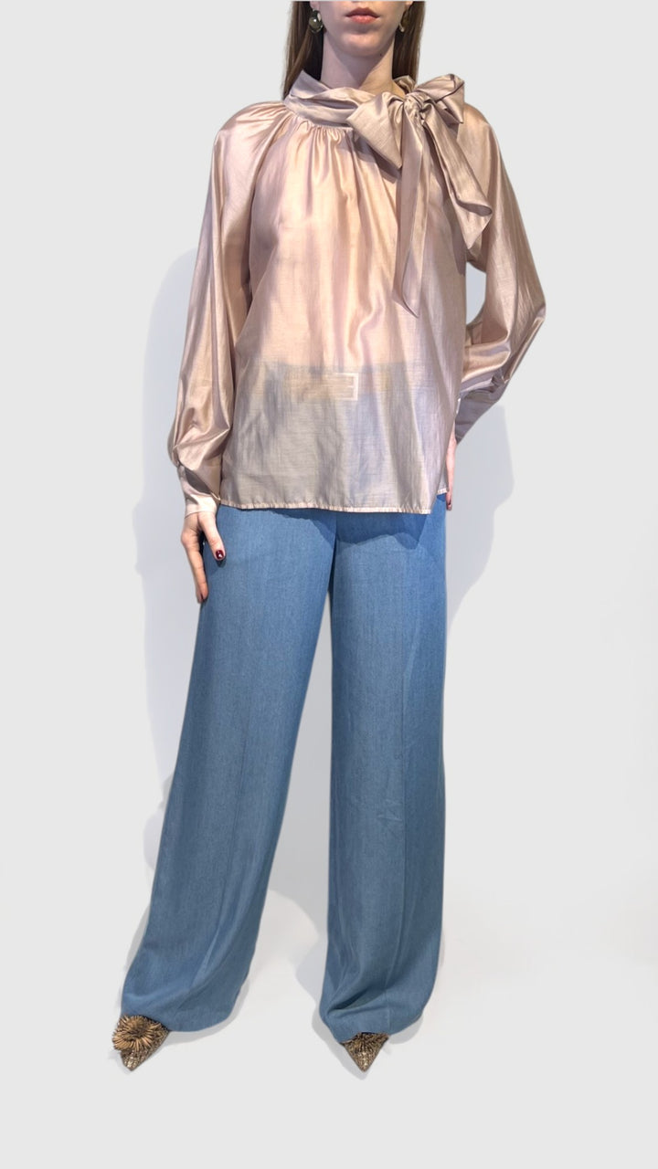 VICOLO - CAMICIA COLLO A CRATERE CON FIOCCO