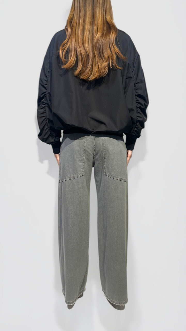 VICOLO - BOMBER ACETATO CON MANICA ARRICCIATA