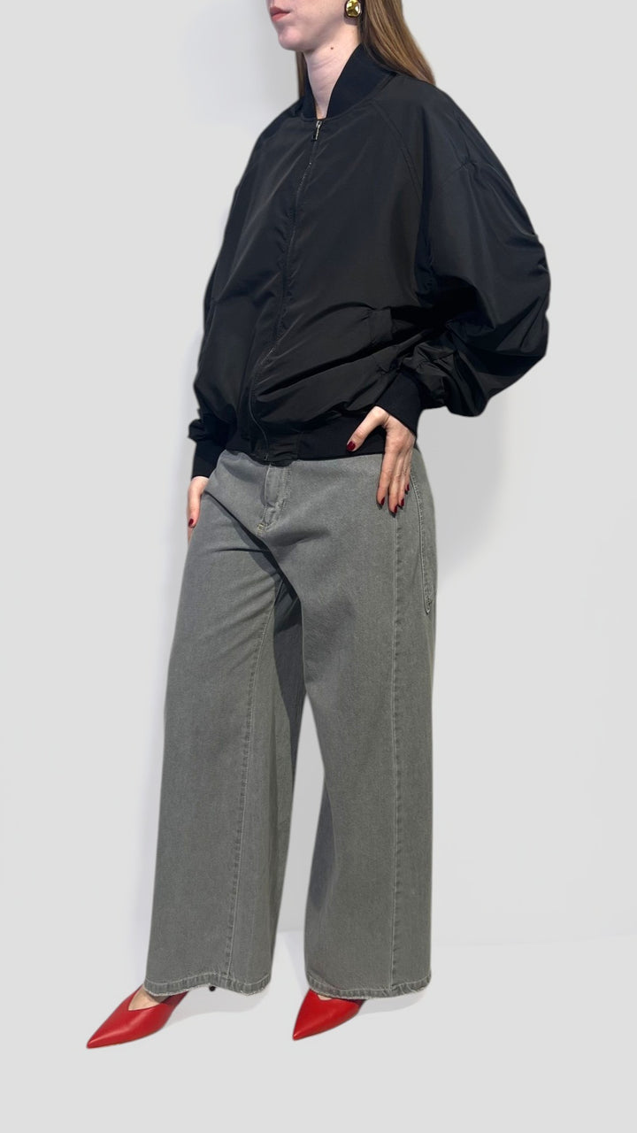 VICOLO - BOMBER ACETATO CON MANICA ARRICCIATA