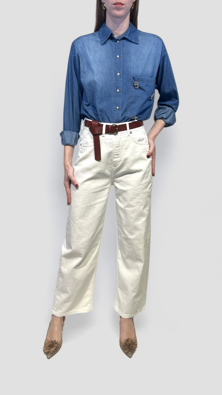 TENSIONE IN - DENIM BAGGY BIANCO