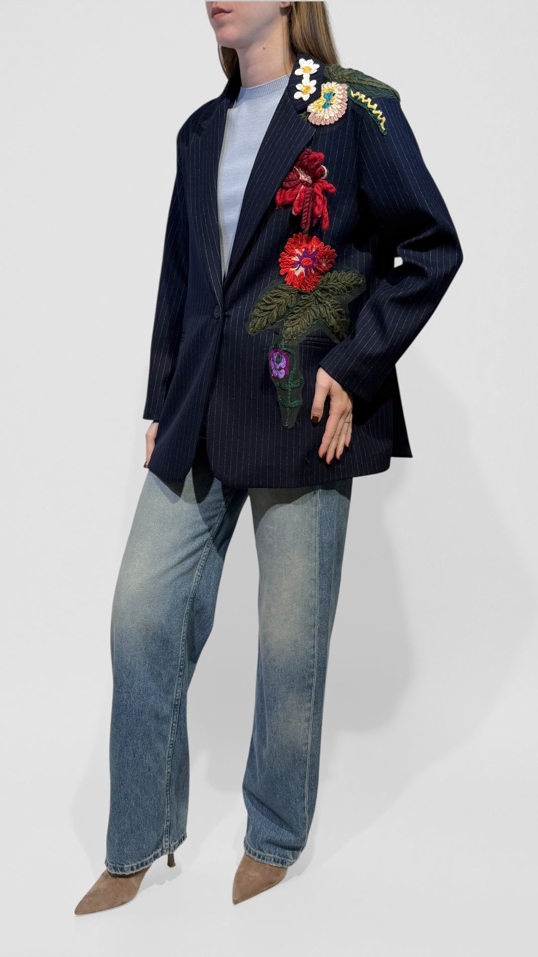 TENSIONE IN - BLAZER MONOPETTO CON RICAMO