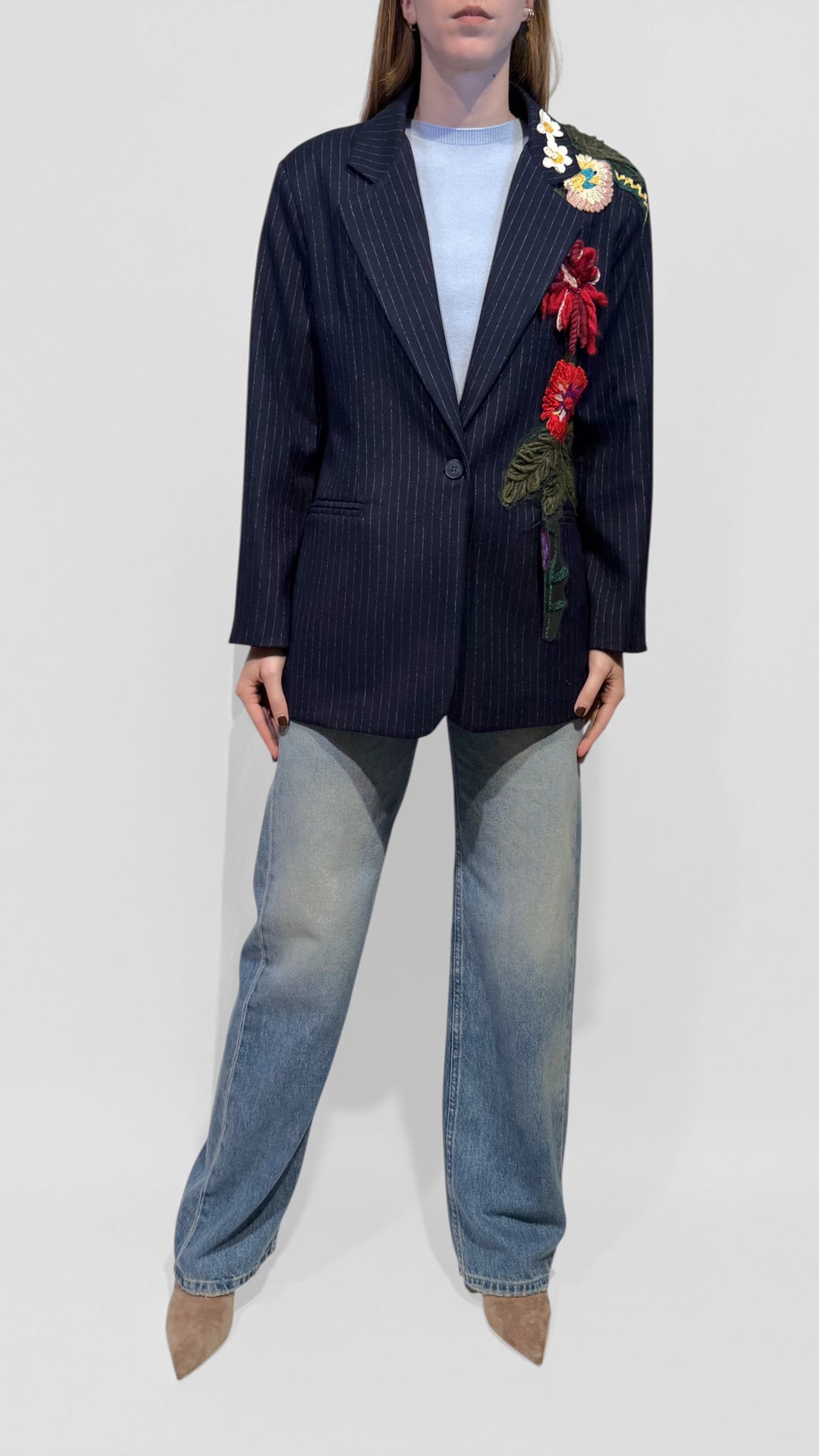 TENSIONE IN - BLAZER MONOPETTO CON RICAMO