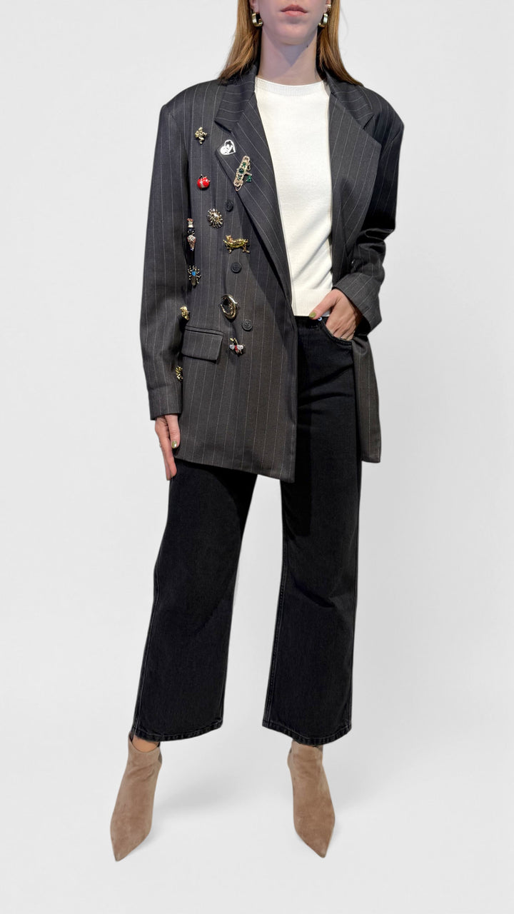 TENSIONE IN - BLAZER DOPPIOPETTO CON SPILLE