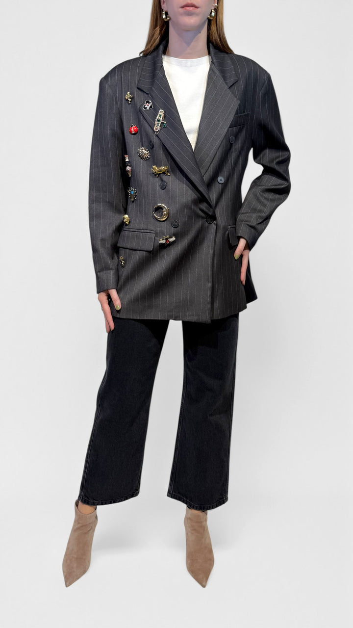 TENSIONE IN - BLAZER DOPPIOPETTO CON SPILLE