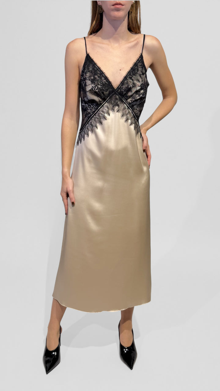 TENSIONE IN -  ABITO MIDI CON PIZZO