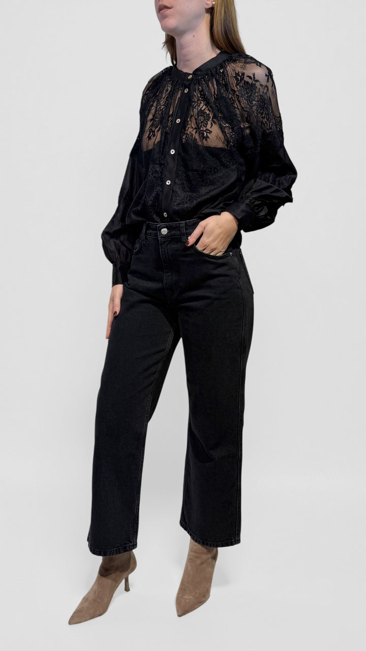 TENSIONE IN - CAMICIA IN PIZZO COLLO COREANA