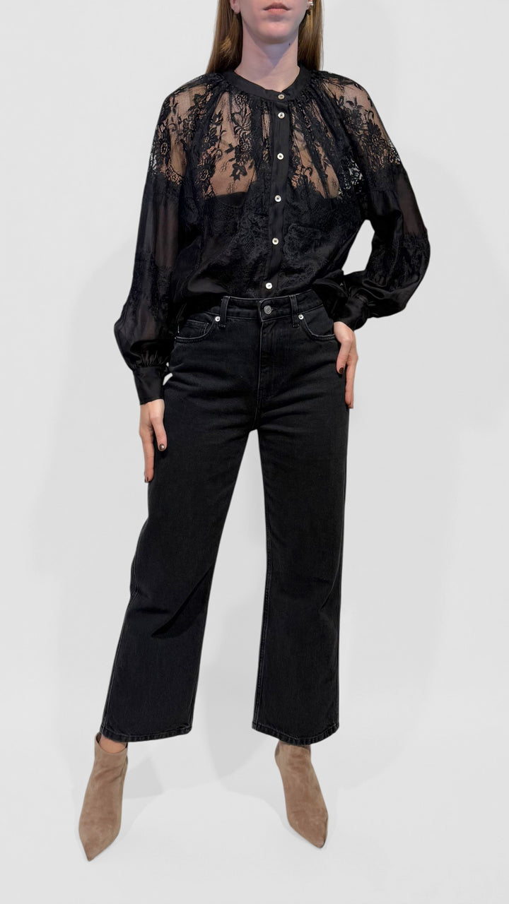 TENSIONE IN - CAMICIA IN PIZZO COLLO COREANA