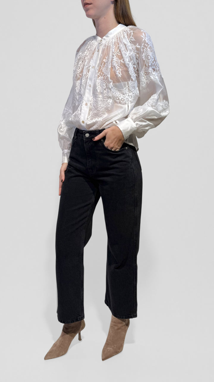 TENSIONE IN - CAMICIA IN PIZZO COLLO COREANA