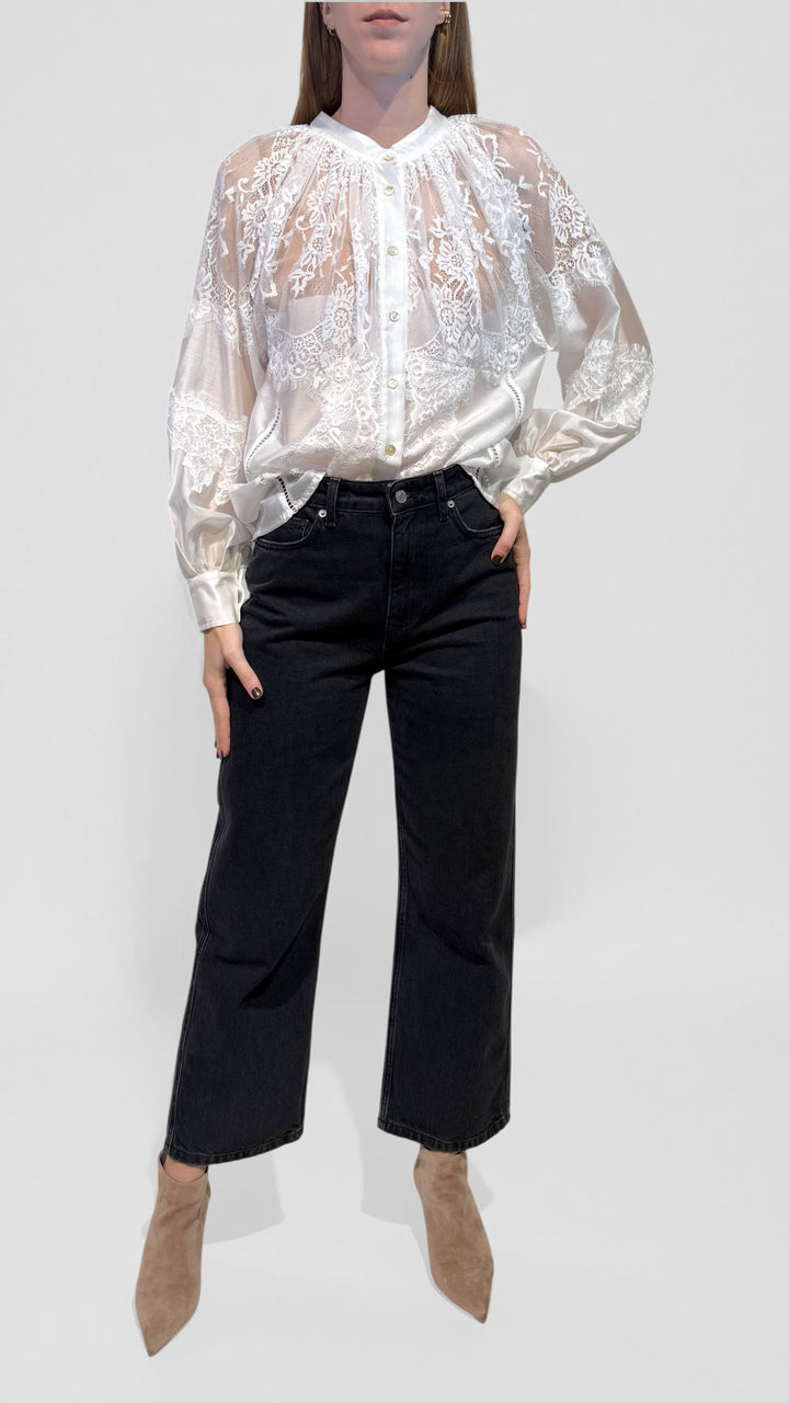 TENSIONE IN - CAMICIA IN PIZZO COLLO COREANA