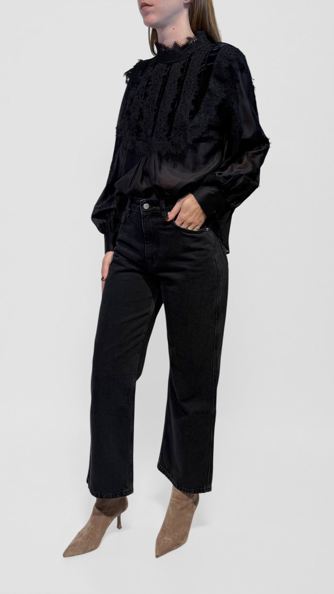 TENSIONE IN - BLUSA IN PIZZO E VELLUTO