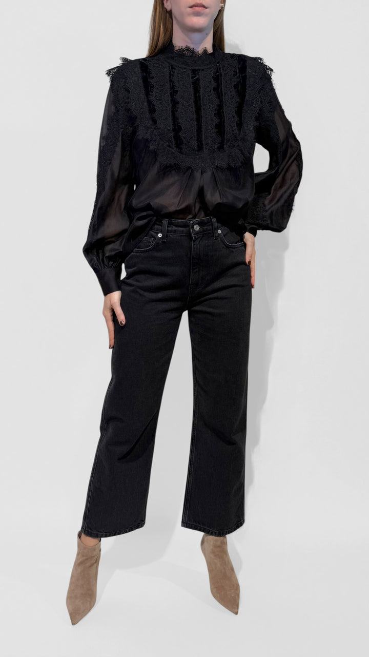 TENSIONE IN - BLUSA IN PIZZO E VELLUTO