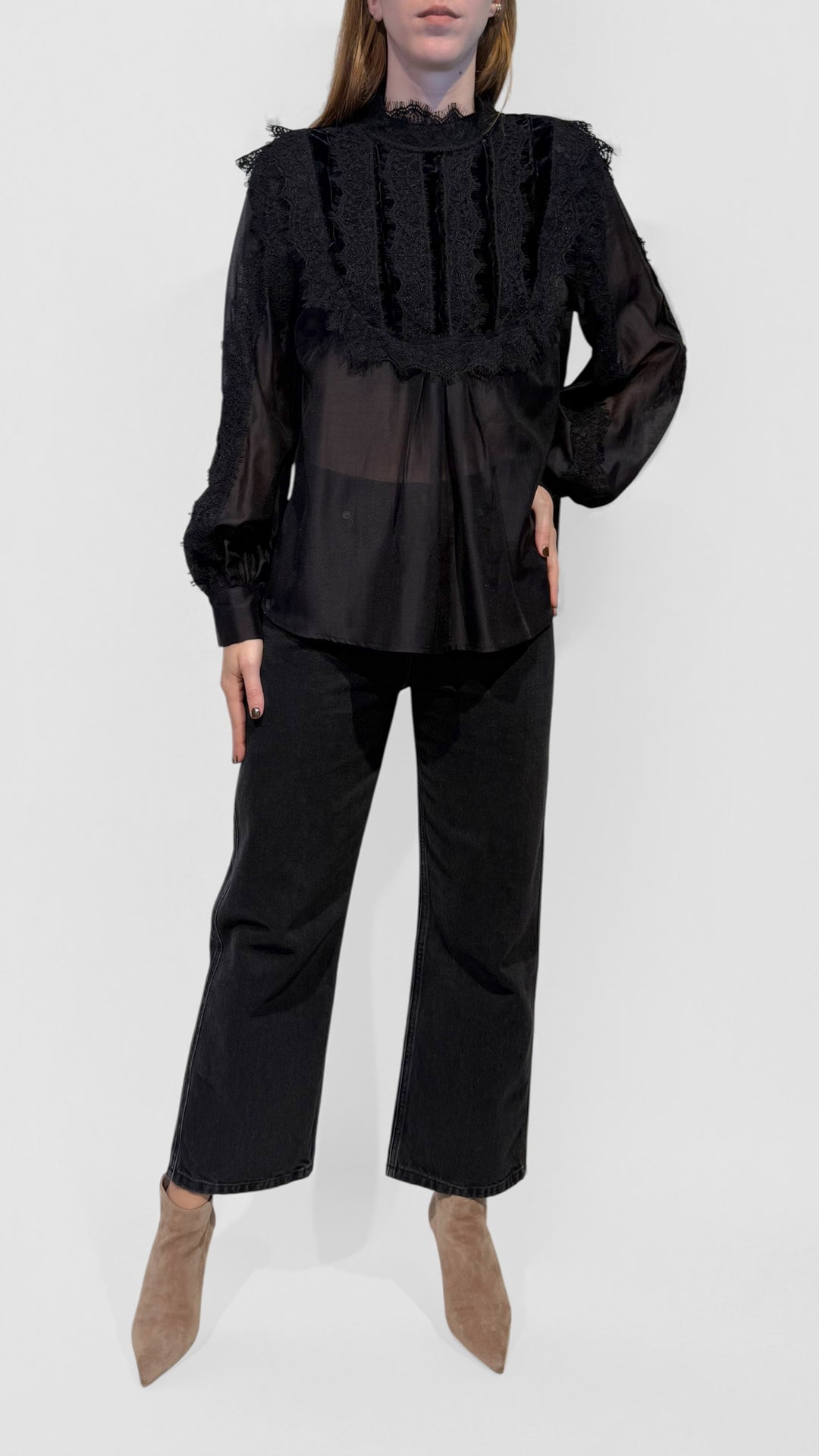 TENSIONE IN - BLUSA IN PIZZO E VELLUTO