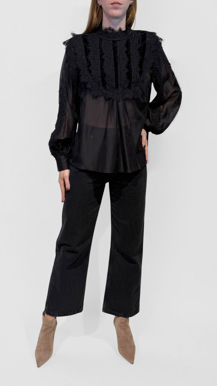 TENSIONE IN - BLUSA IN PIZZO E VELLUTO