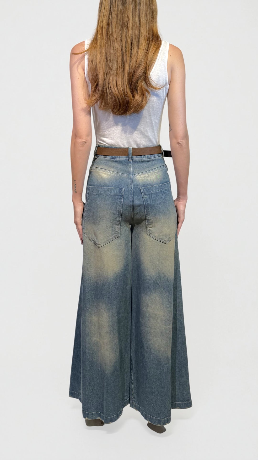 TENSIONE IN - DENIM PALAZZO EFFETTO SCOLORITO